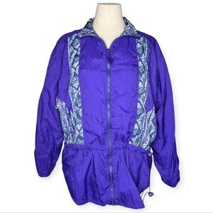 Vintage Beyond Performance Purple Nylon Windbreaker Jacket L 90s Zip